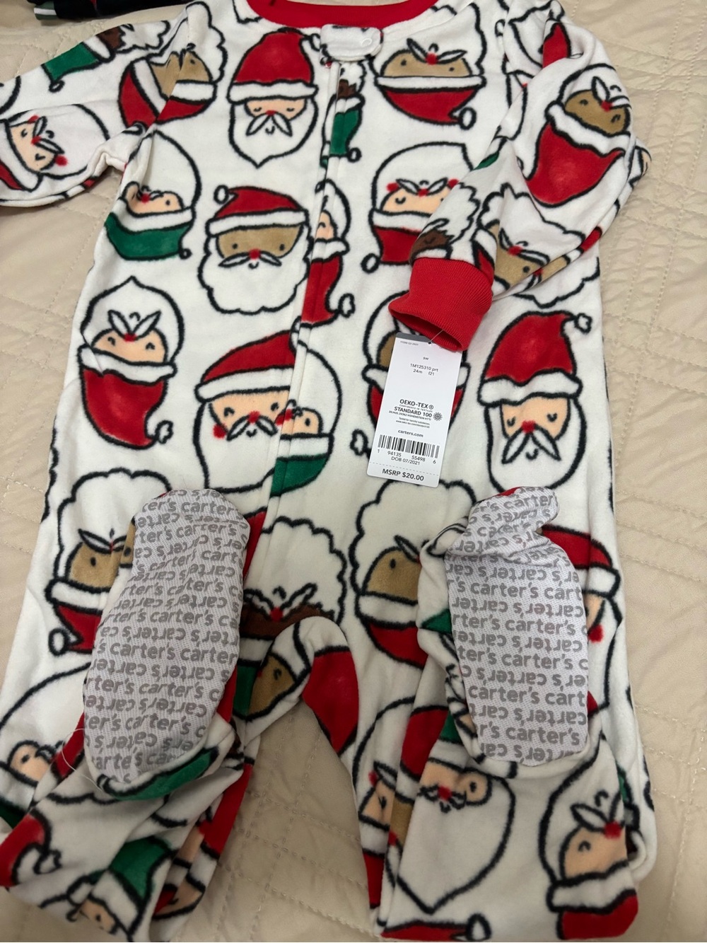 Carter's 24M Christmas Santa Footed Fleece Sleep Sack - Picture 2 of 3